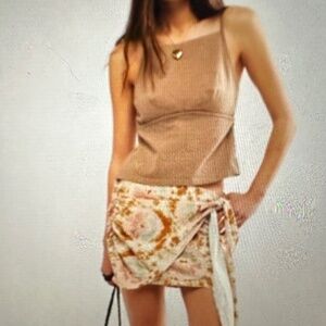 FREE PEOPLE SWEET AS BEACH LINEN BLEND MINI SKIRT